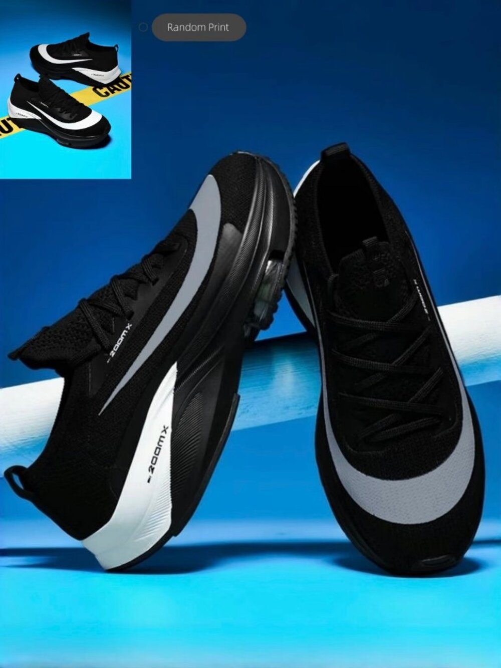 Men's Athletic Running Shoes Black White Air Sole Size 9